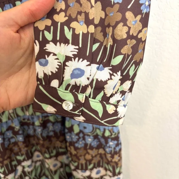 J. McLaughlin Hortense Chocolate Brown Falmouth Floral Midi Dress Women’s Large - Picture 5 of 13